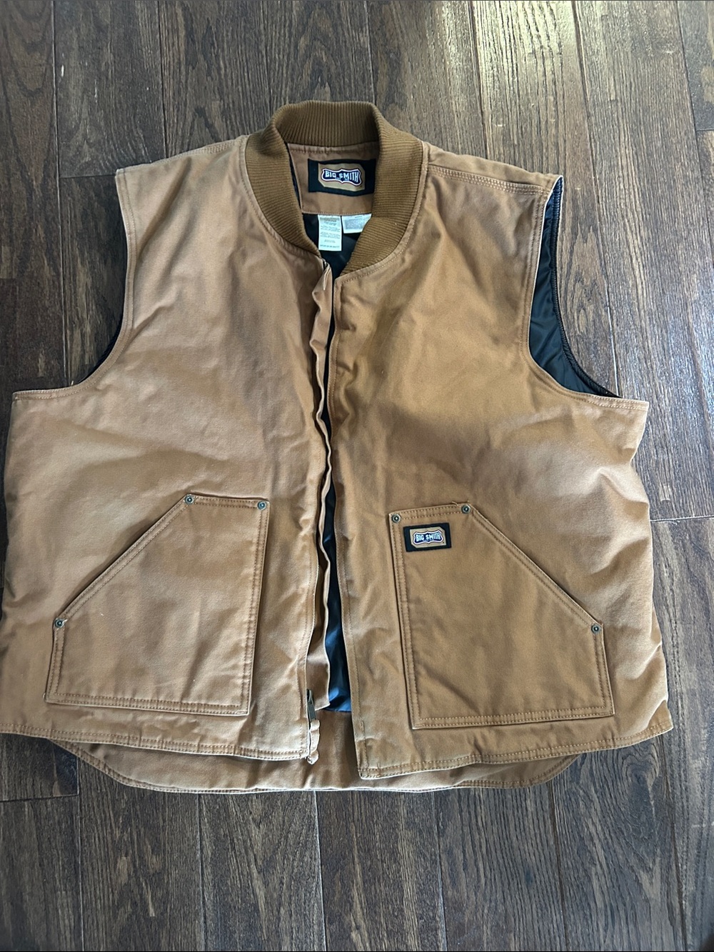 Dickies Tan Work Vest with Ribbed Collar